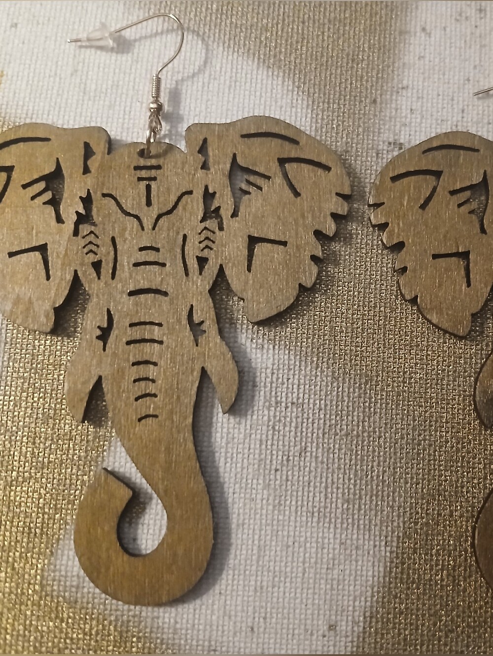 Large Wooden Elephant Earrings - Brown